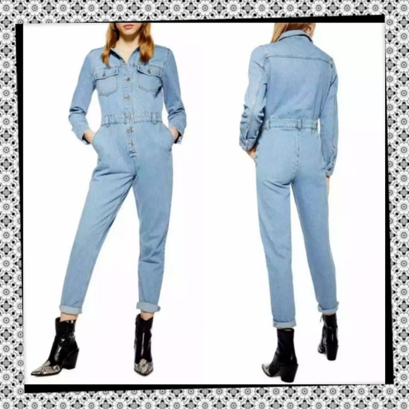 topshop cream denim boiler suit